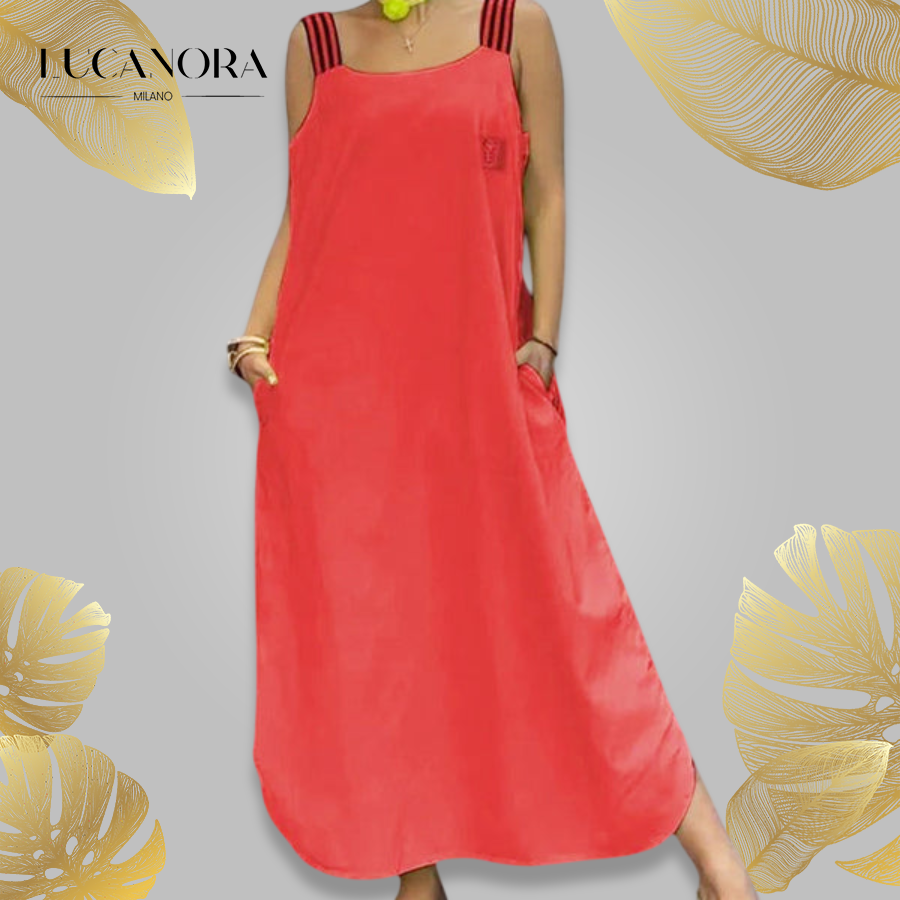 Ave Prada™ Maxi abito con spalline larghe e tasche