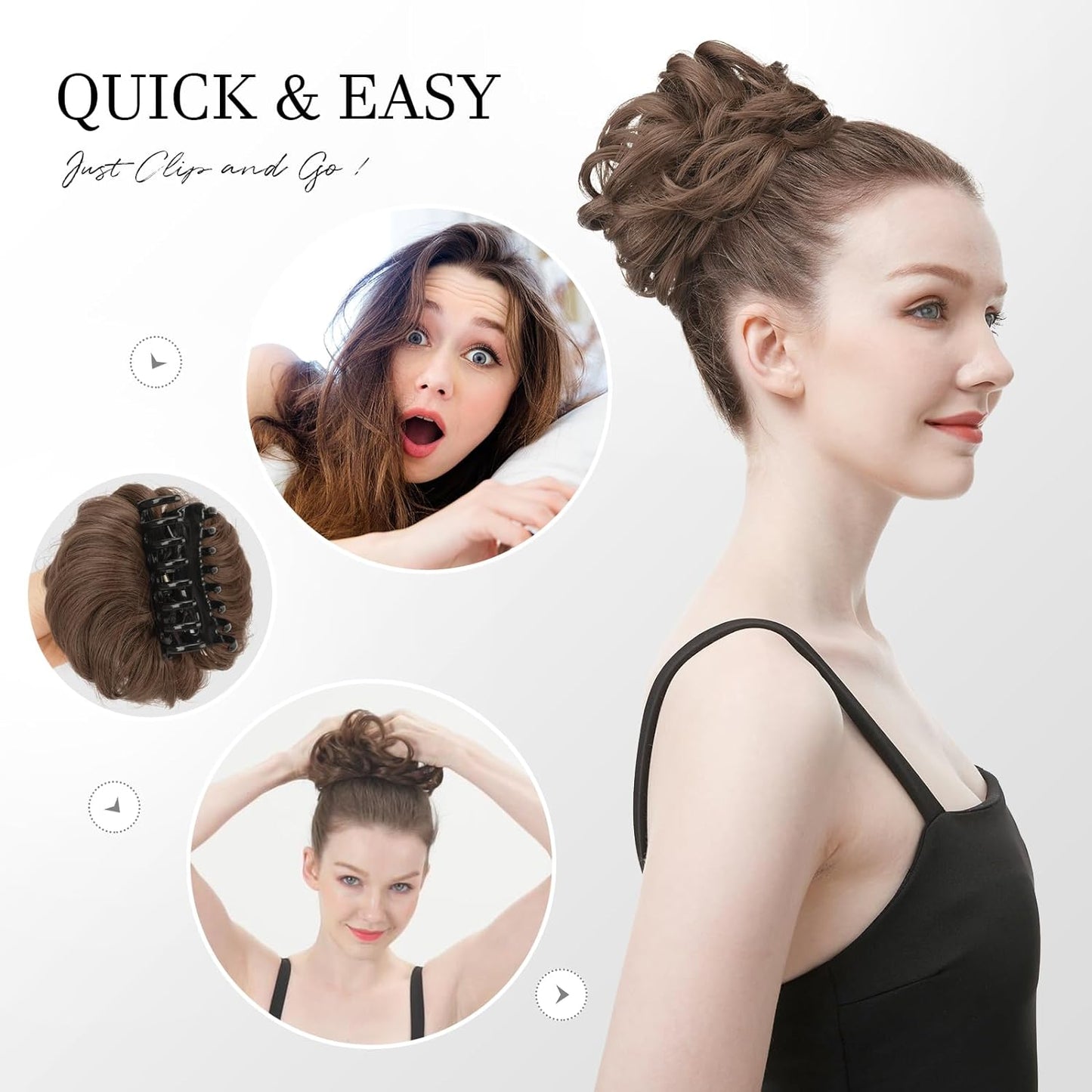 BunClip™ Chignon disordinato con clip a forma di artiglio sui capelli