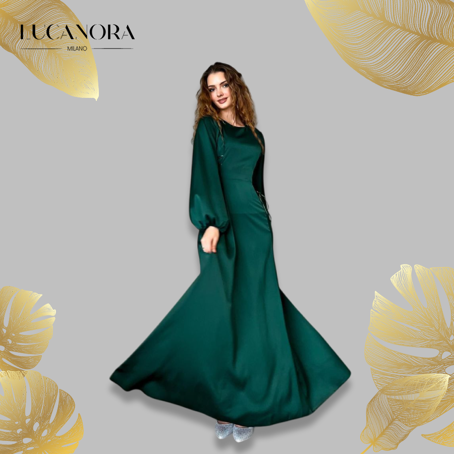 Carmela Gregori™ Elegante abito lungo con polsini morbidi
