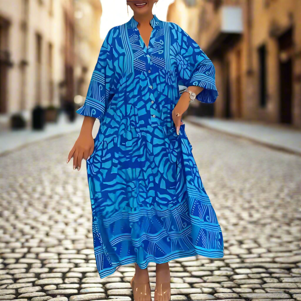 Caterina Tarro™ Abito largo stampato con scollo a V da donna