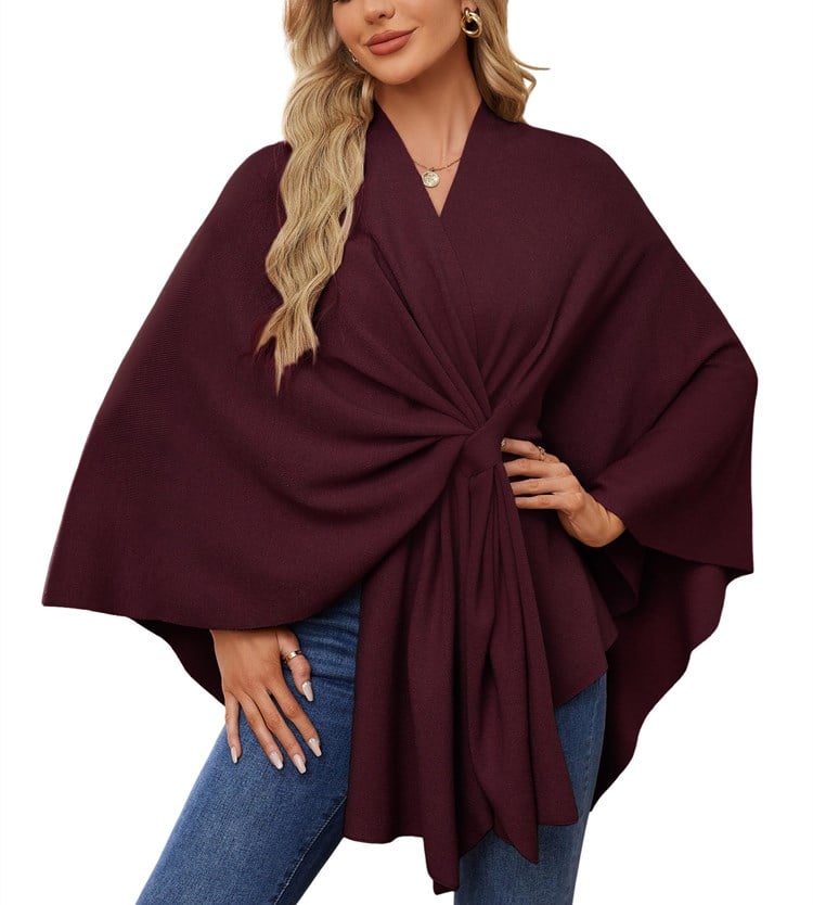Dalida Testo™ Elegante sciarpa che avvolge il morbido maglione poncho