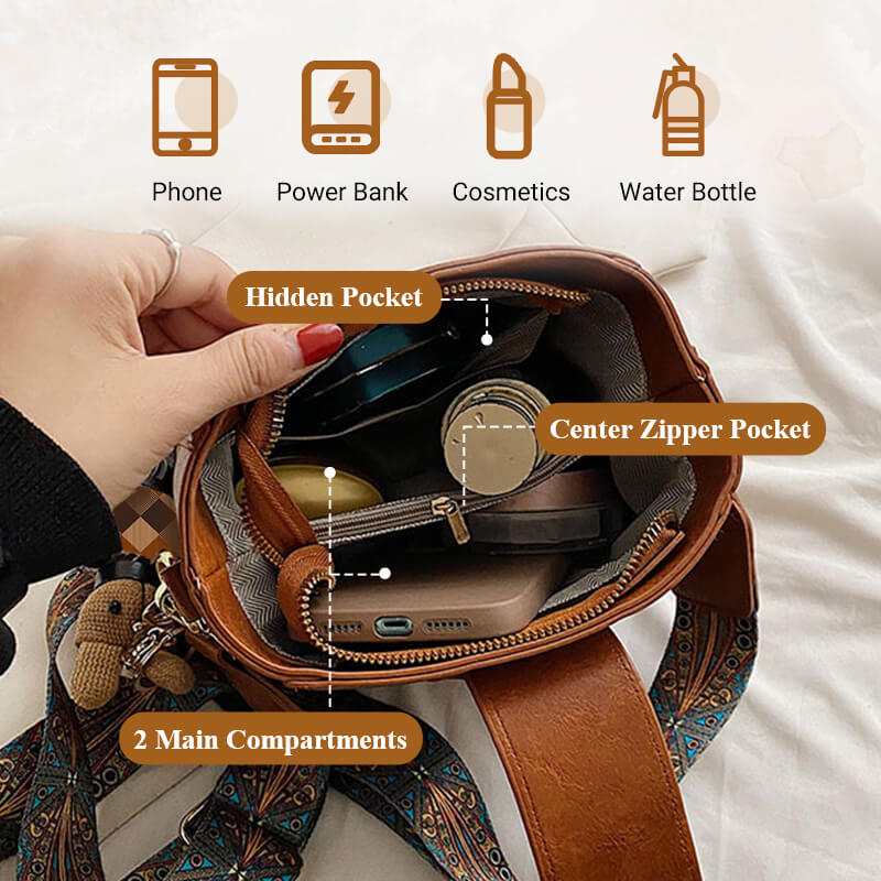 Dulina Rosa™ Borsa vintage con tracolla regolabile