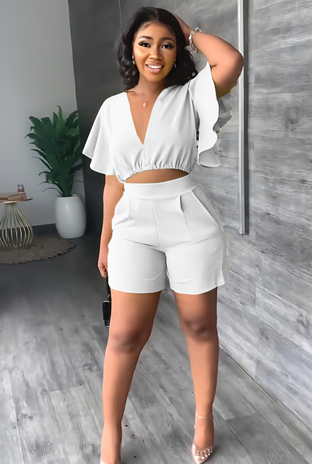 Erika Borghi™ Set estivo di top e pantaloncini con scollo a V