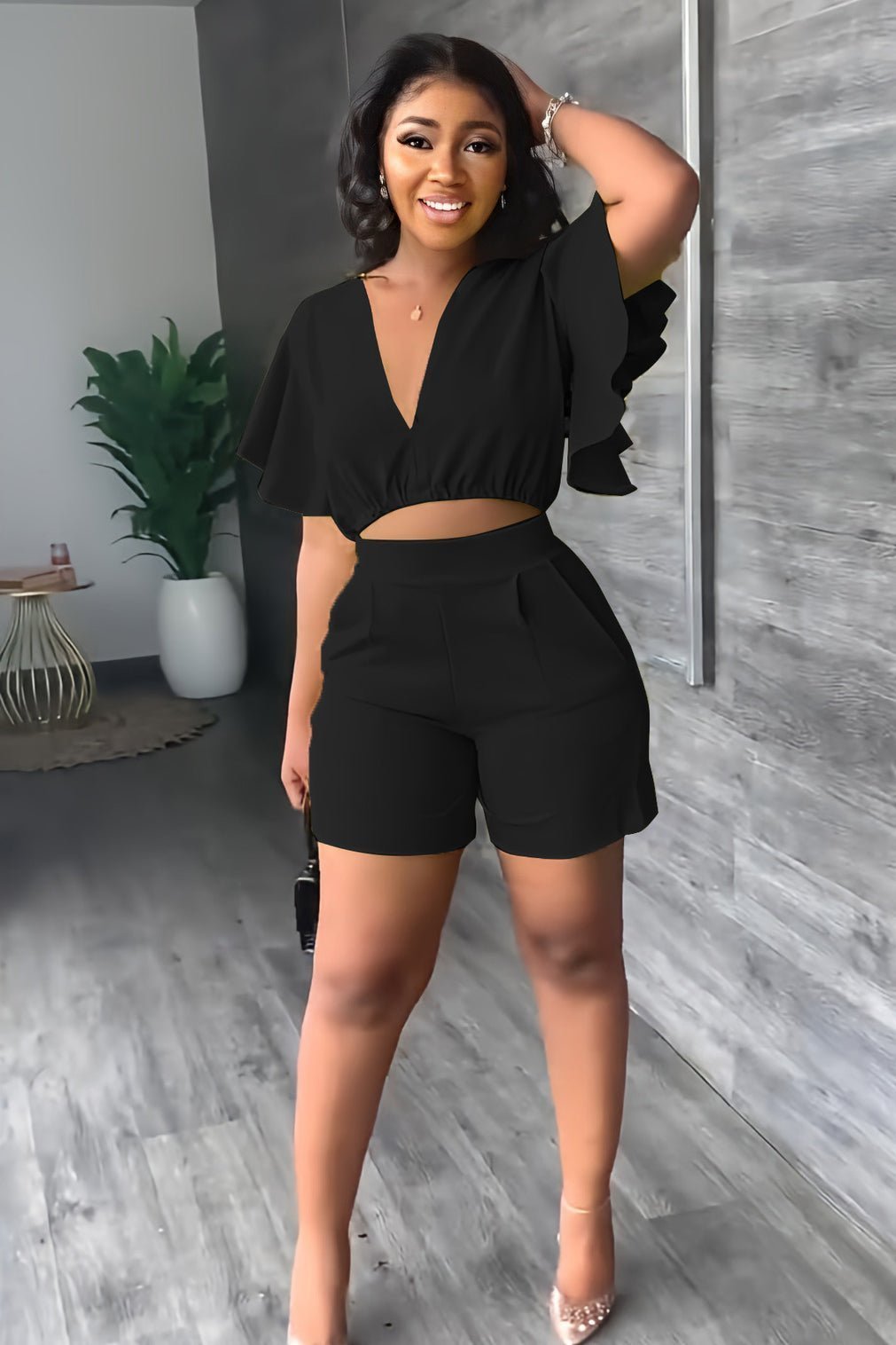 Erika Borghi™ Set estivo di top e pantaloncini con scollo a V