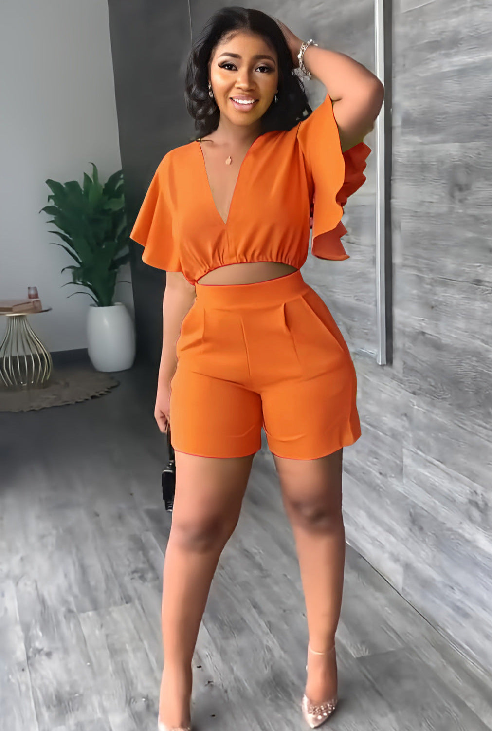 Erika Borghi™ Set estivo di top e pantaloncini con scollo a V