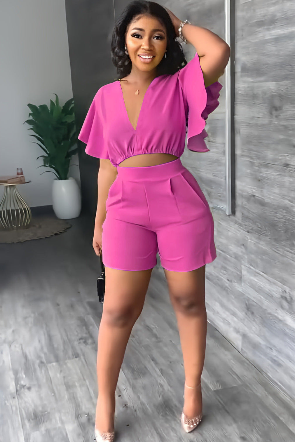Erika Borghi™ Set estivo di top e pantaloncini con scollo a V