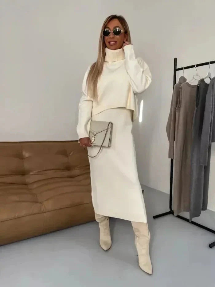 Flavia Lauletta™ Elegante set di maglione e gonna
