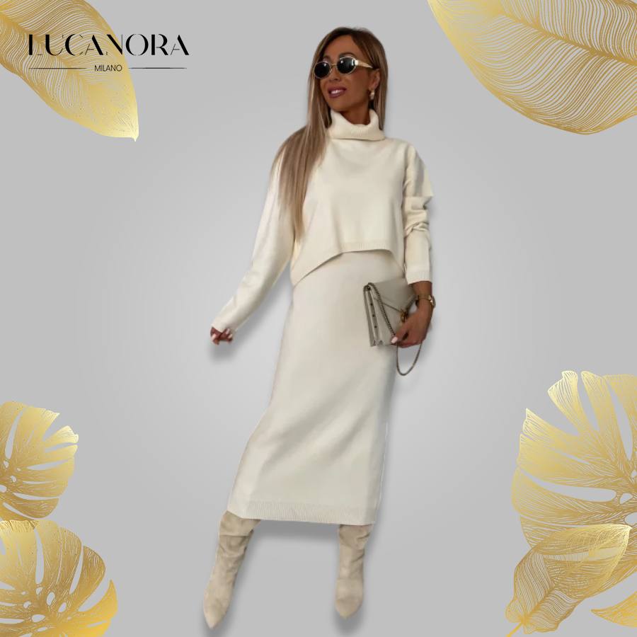 Flavia Lauletta™ Elegante set di maglione e gonna