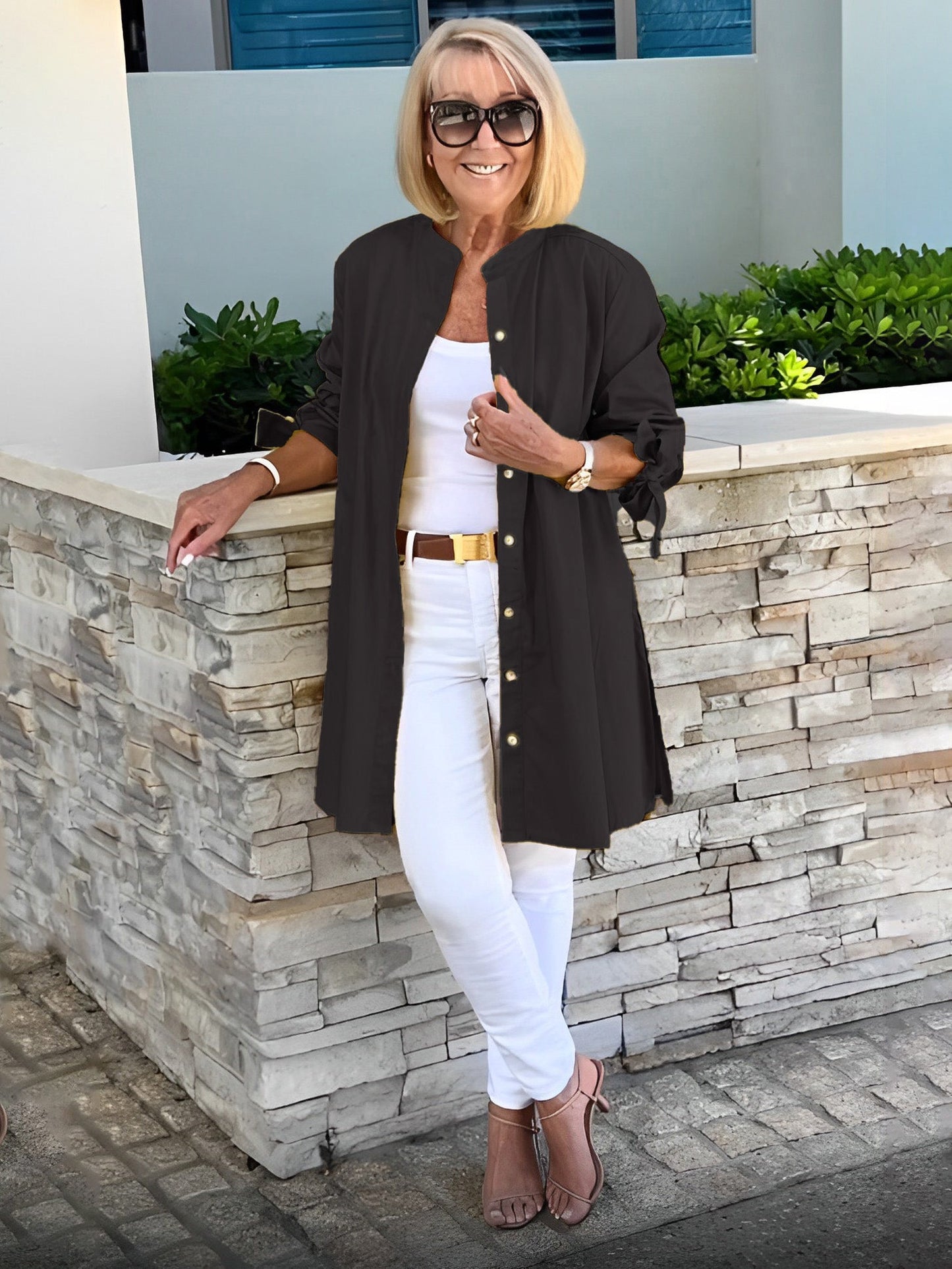 Flora Di Mascio™ Giacca-camicia lunga da donna alla moda