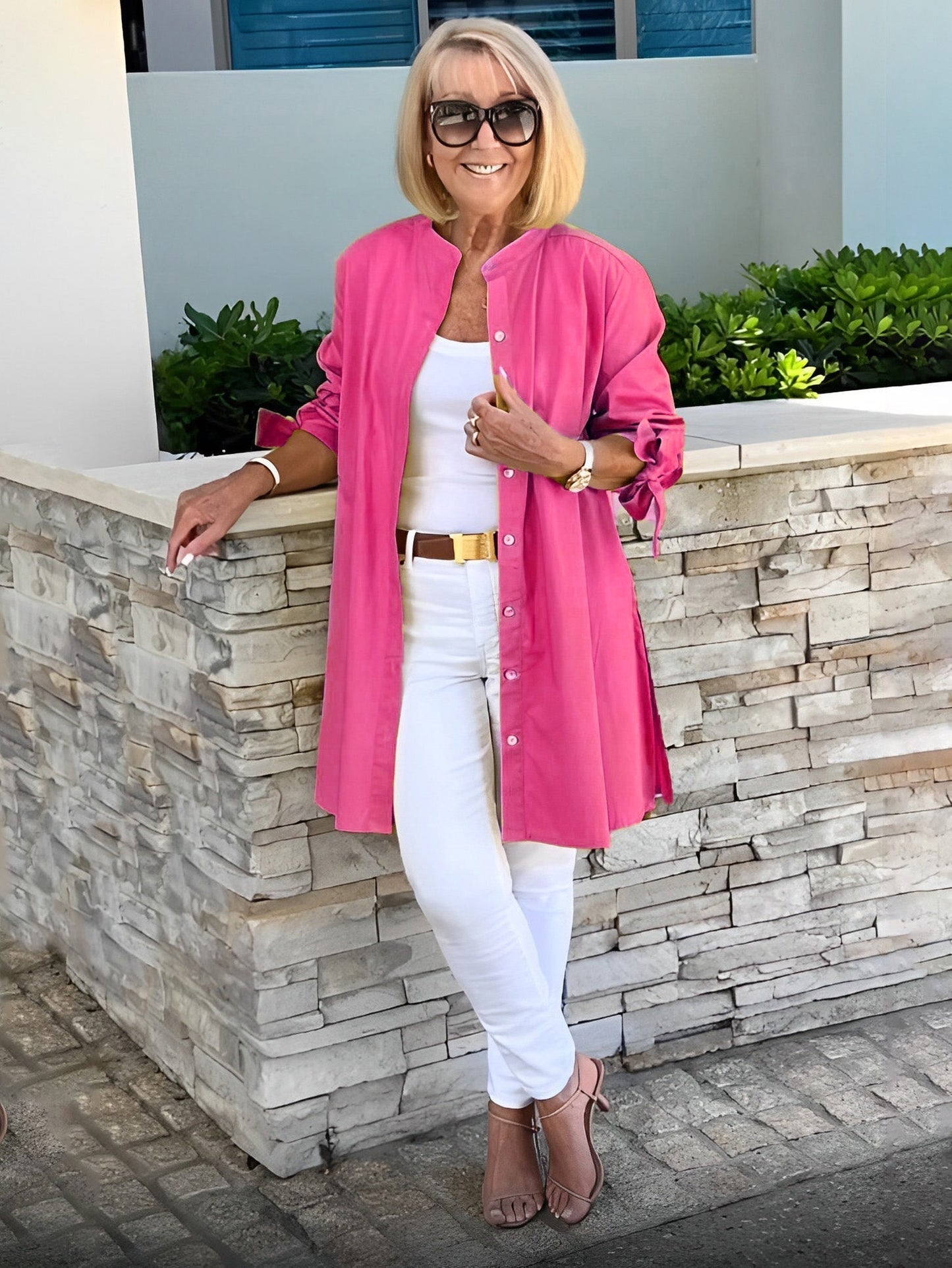 Flora Di Mascio™ Giacca-camicia lunga da donna alla moda