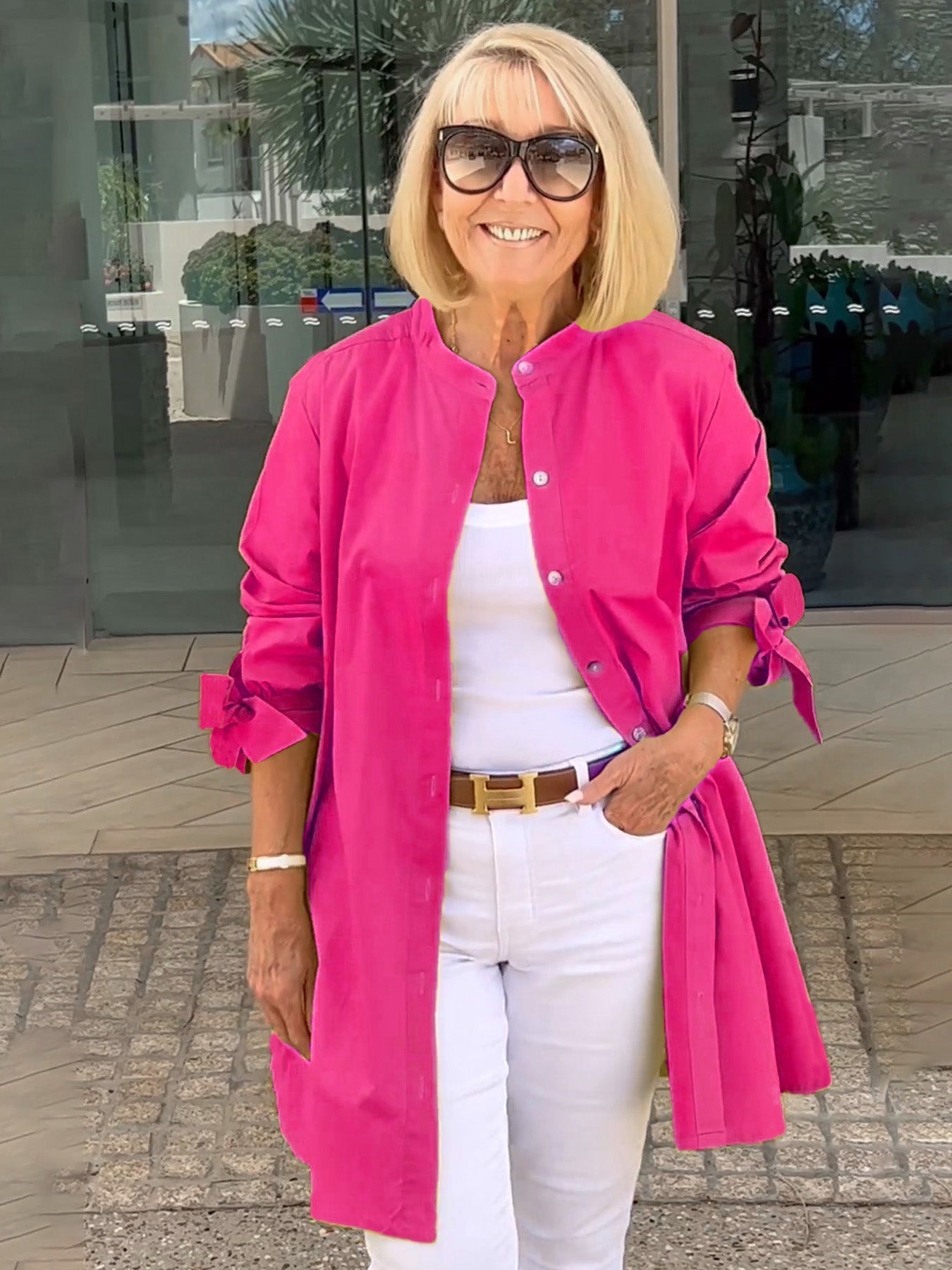 Flora Di Mascio™ Giacca-camicia lunga da donna alla moda