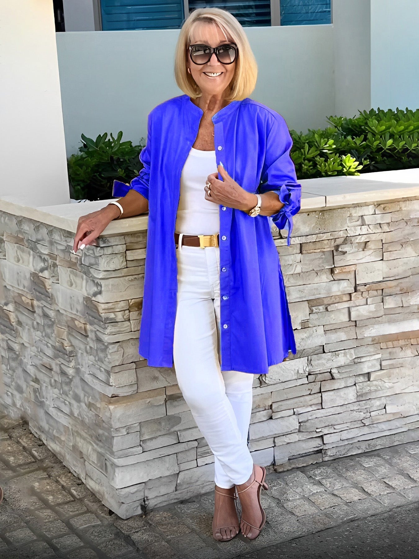 Flora Di Mascio™ Giacca-camicia lunga da donna alla moda