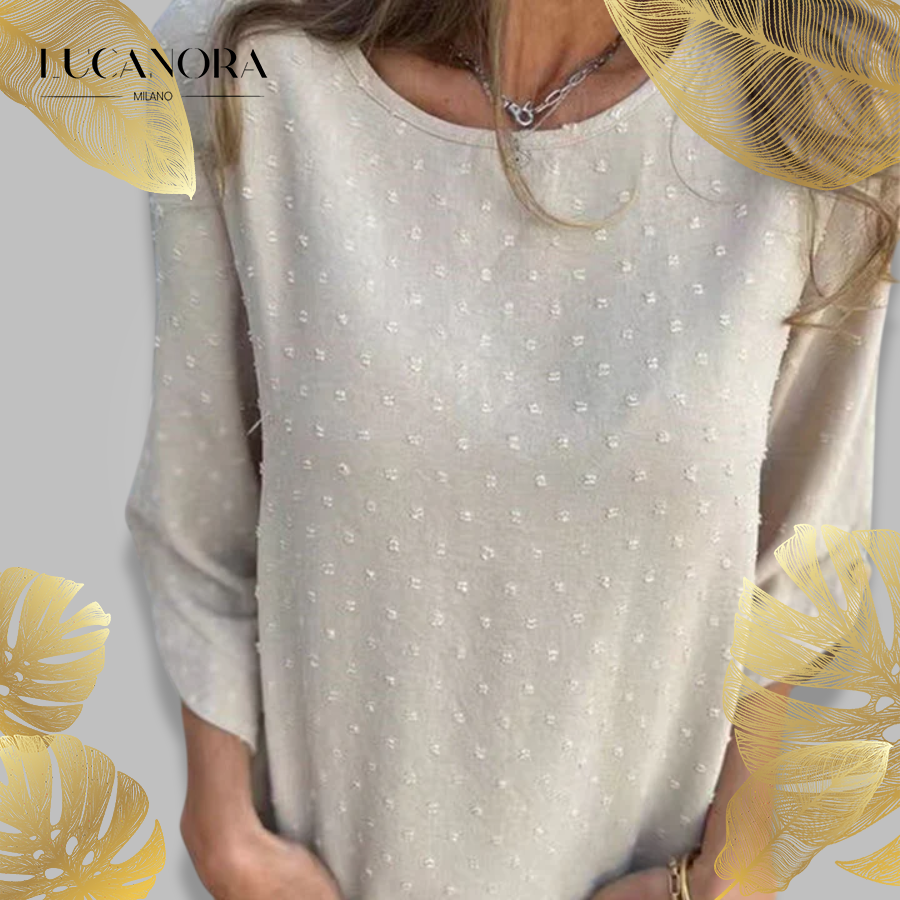 Gaia™ Top casual da donna in jacquard con scollo rotondo