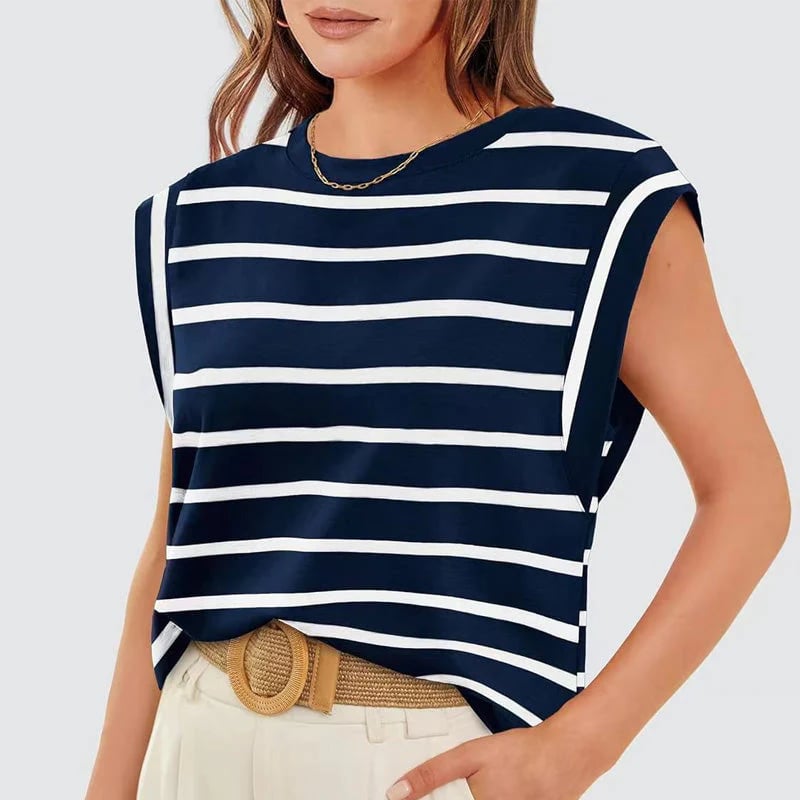 Liana Calo™ Blusa casual senza maniche a righe da donna