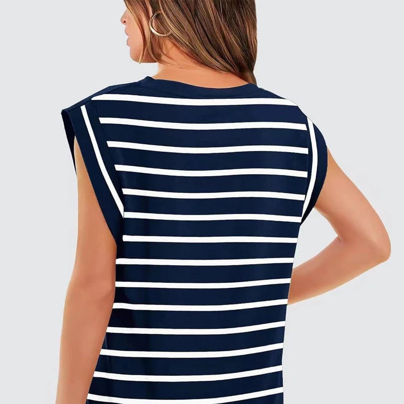 Liana Calo™ Blusa casual senza maniche a righe da donna