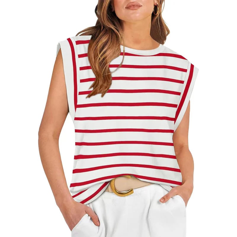 Liana Calo™ Blusa casual senza maniche a righe da donna