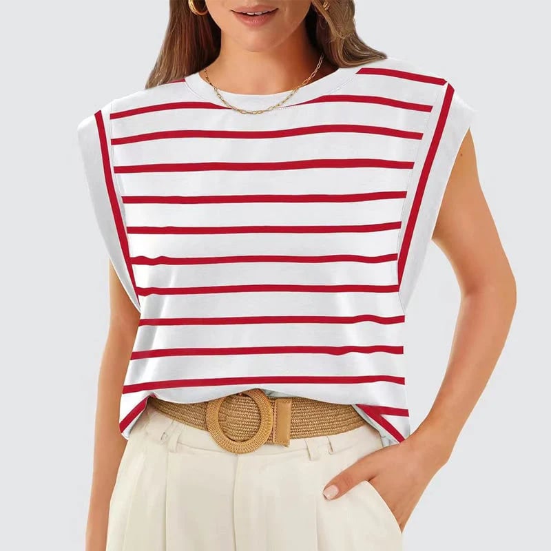 Liana Calo™ Blusa casual senza maniche a righe da donna