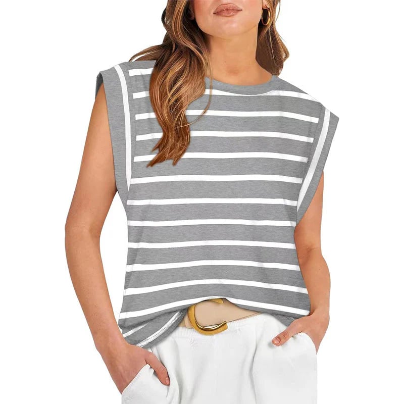 Liana Calo™ Blusa casual senza maniche a righe da donna