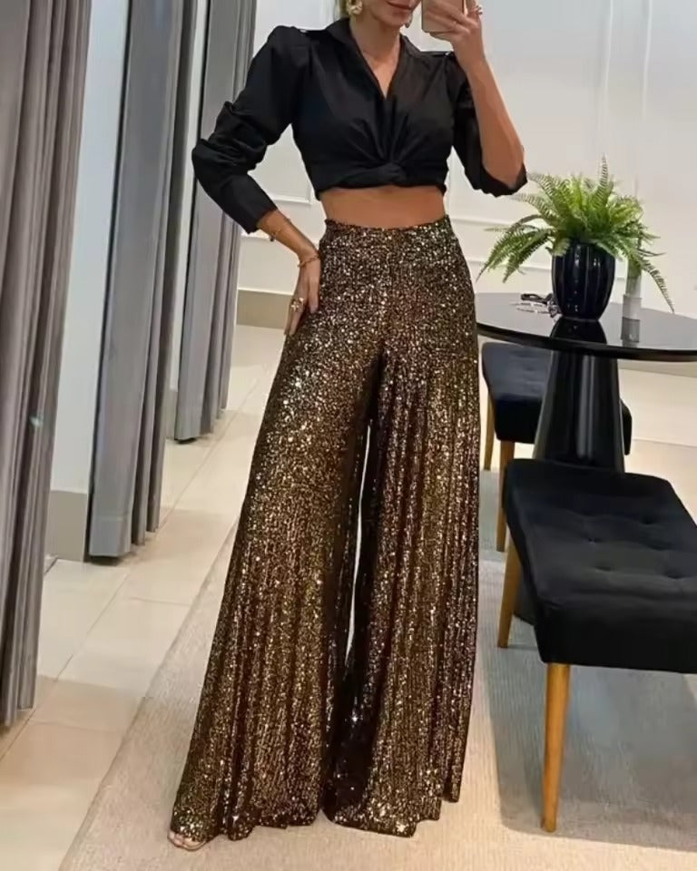 Liana Carta™ Pantaloni a gamba larga con paillettes scintillanti
