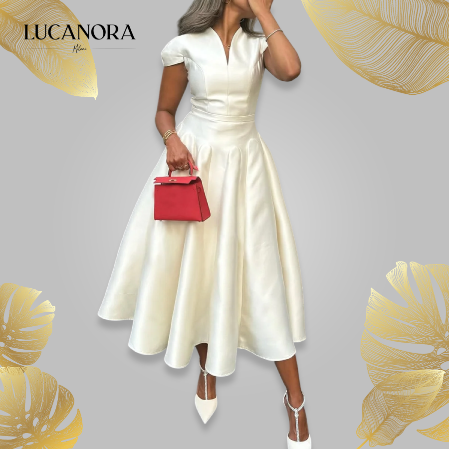 Macaria Repetto™ Abito a trapezio con scollo a V e vita in vita da donna