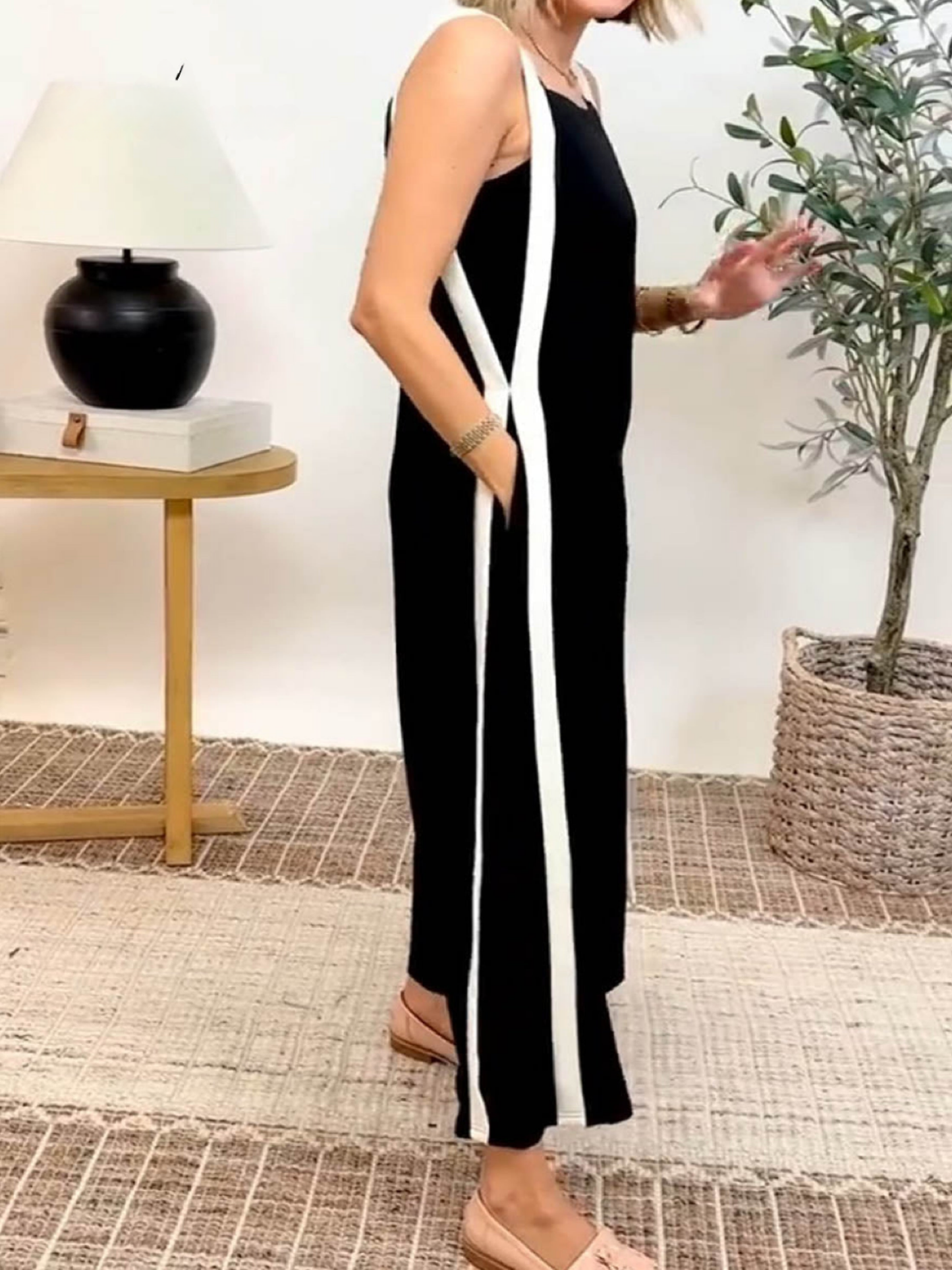 Marilena Fabian™ Tuta a gamba larga con cuciture a contrasto