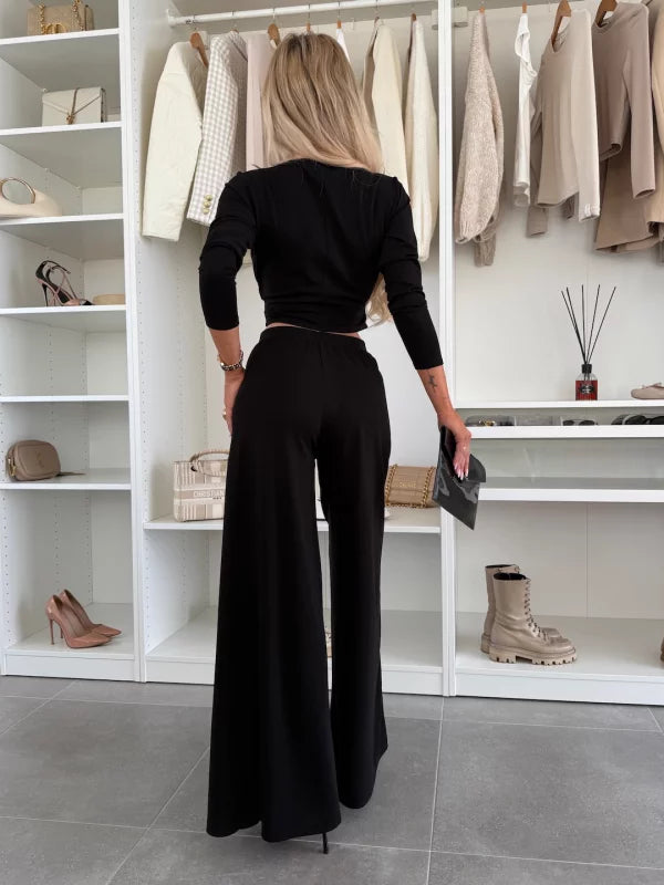 Michela Farina™ Completo crop top - Scollo tondo e vita elastica
