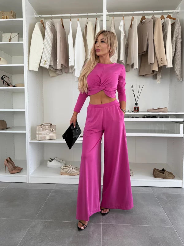 Michela Farina™ Completo crop top - Scollo tondo e vita elastica