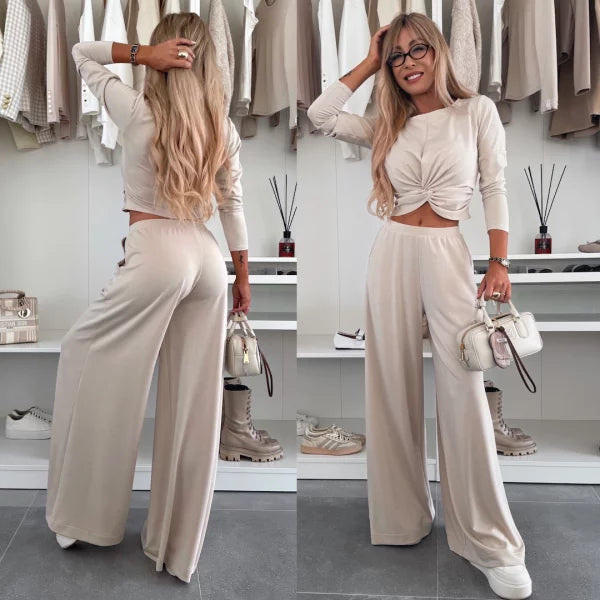 Michela Farina™ Completo crop top - Scollo tondo e vita elastica