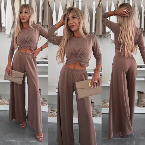Michela Farina™ Completo crop top - Scollo tondo e vita elastica