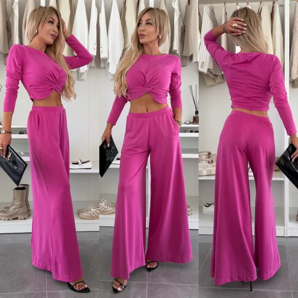 Michela Farina™ Completo crop top - Scollo tondo e vita elastica