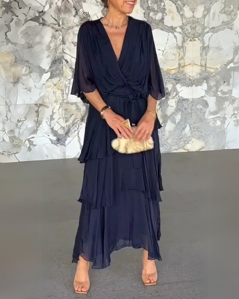 Moira Corda™ Abito elegante a strati con scollo a V
