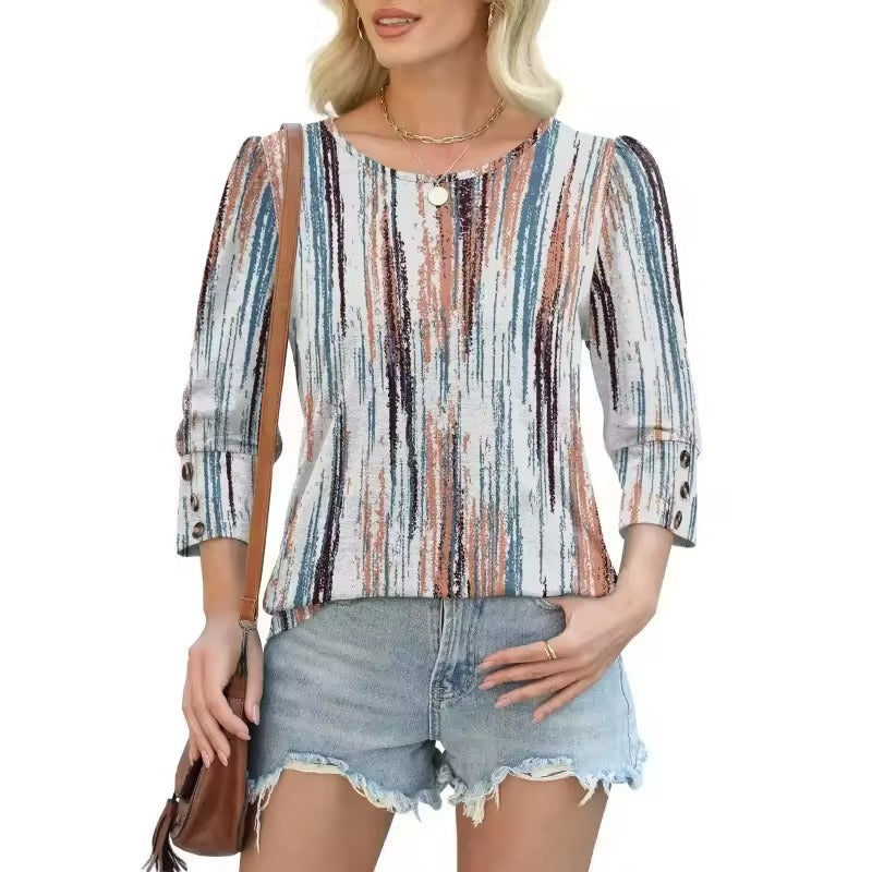Neiva Maiocco™ Blusa elegante casual da donna con maniche a 3/4