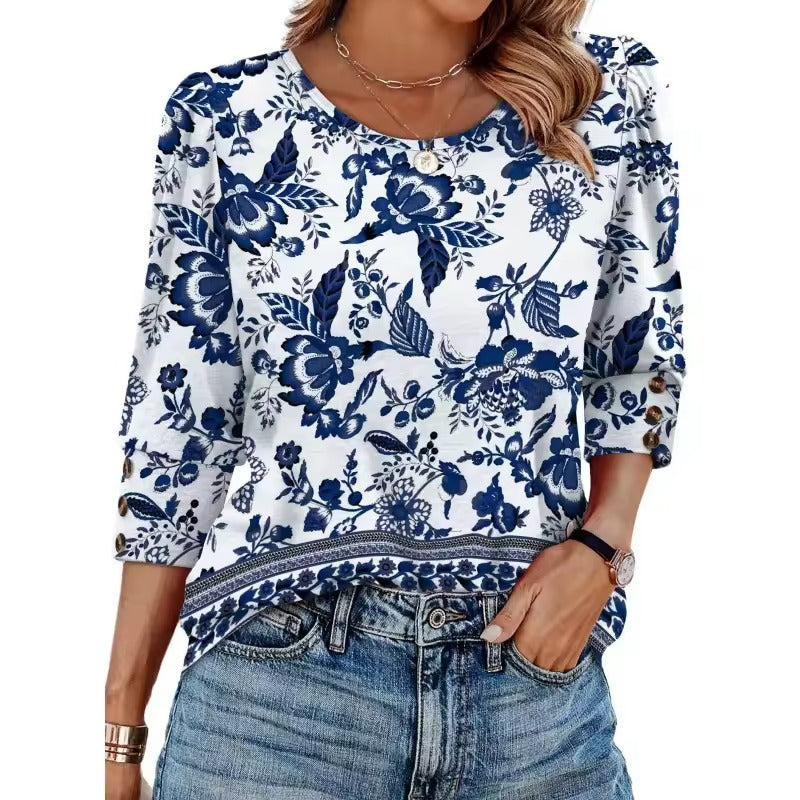 Neiva Maiocco™ Blusa elegante casual da donna con maniche a 3/4