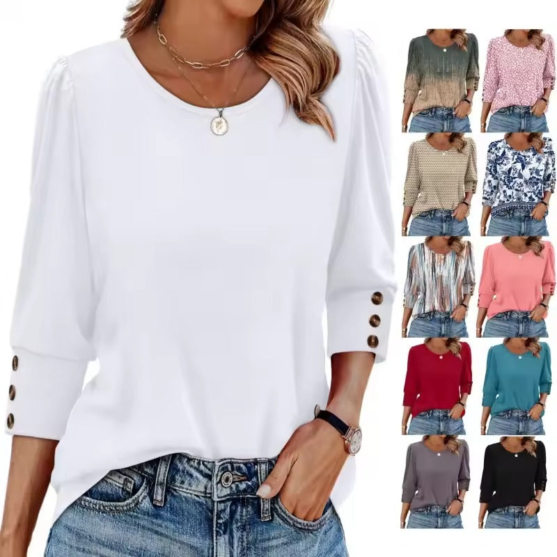 Neiva Maiocco™ Blusa elegante casual da donna con maniche a 3/4