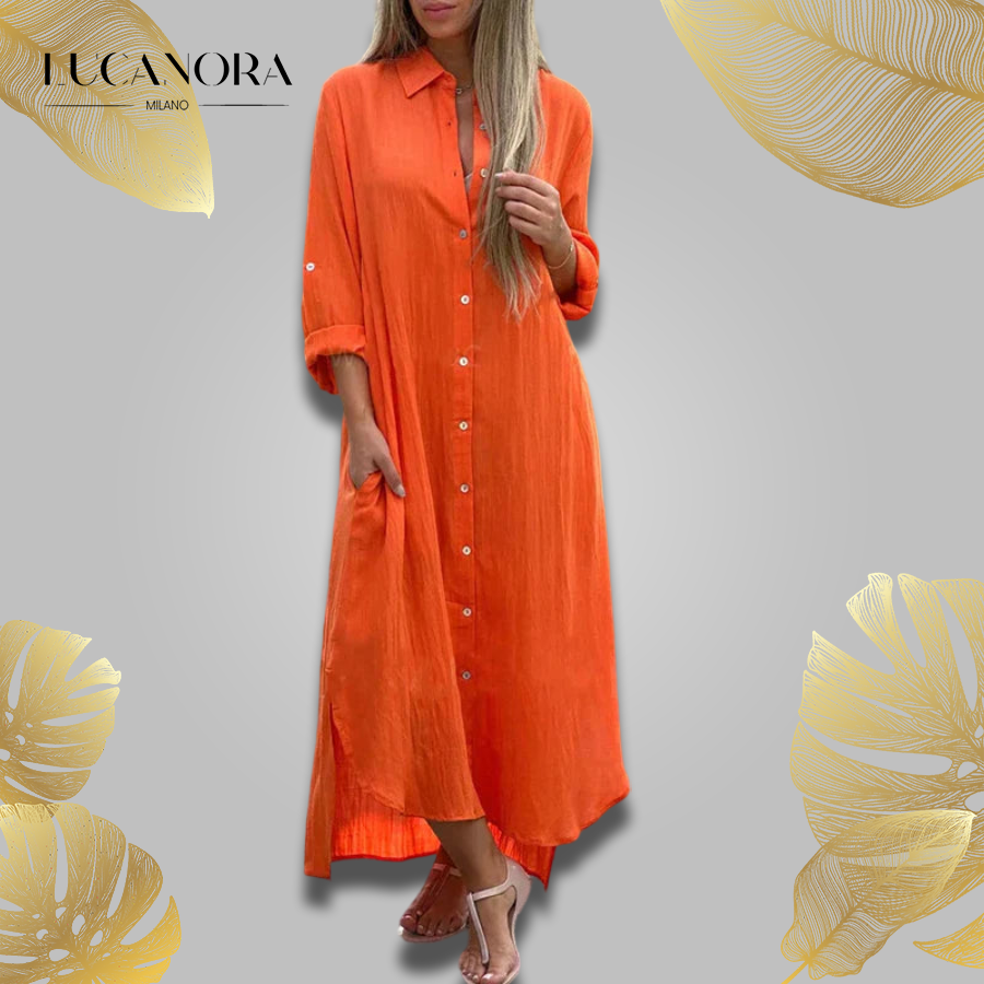 Nevaeh™ Camicia casual button-down con abito lungo