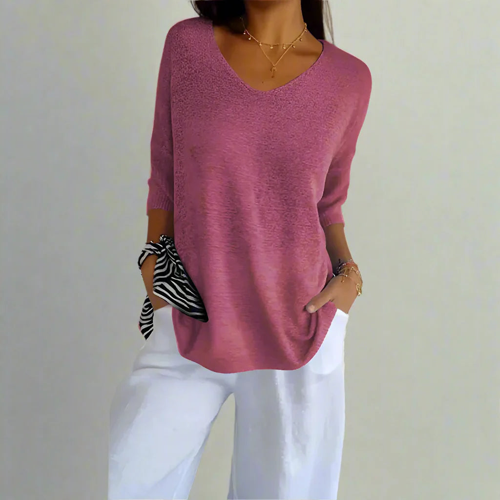 Ninfa™ Camicia casual con maniche a 3/4 e scollo a V
