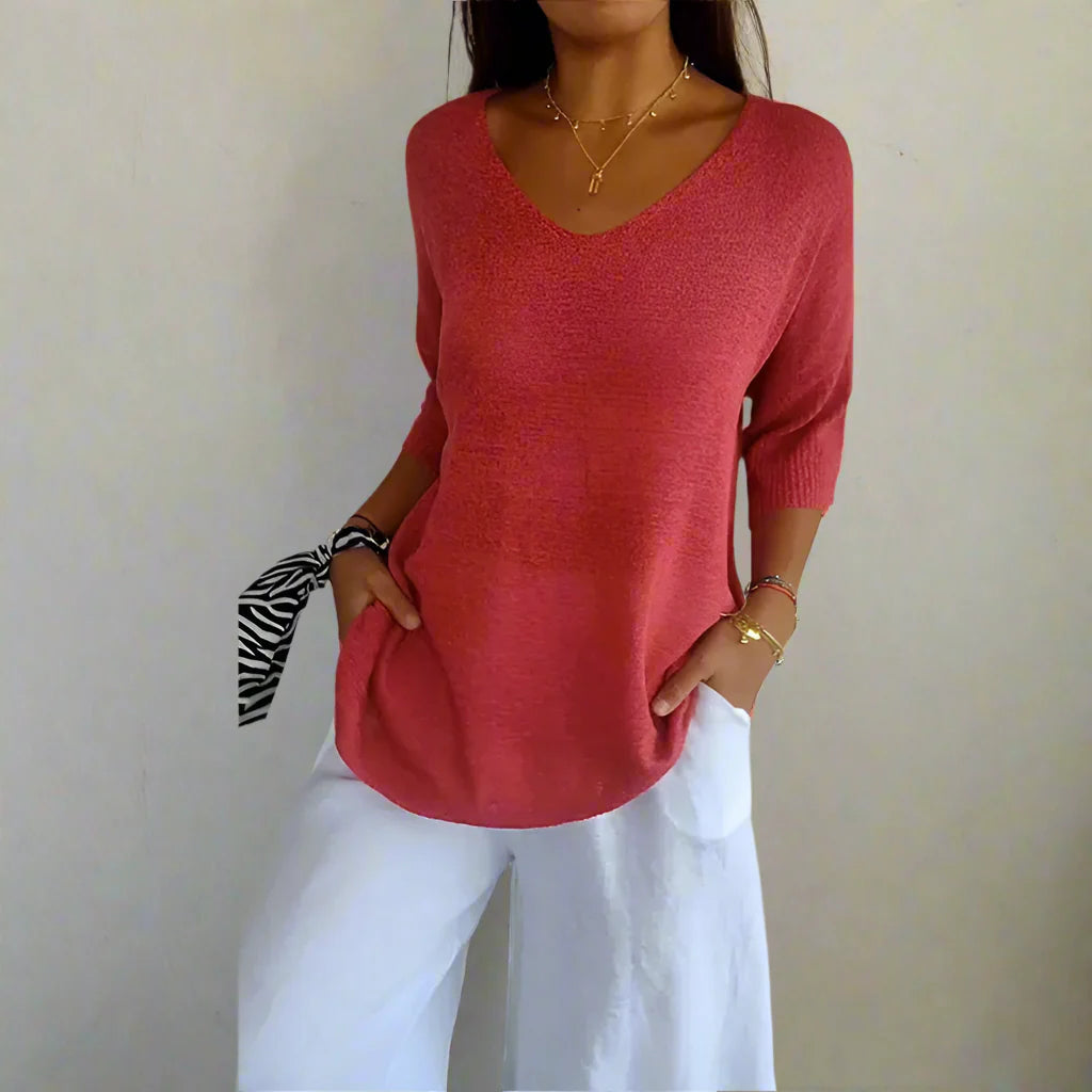 Ninfa™ Camicia casual con maniche a 3/4 e scollo a V