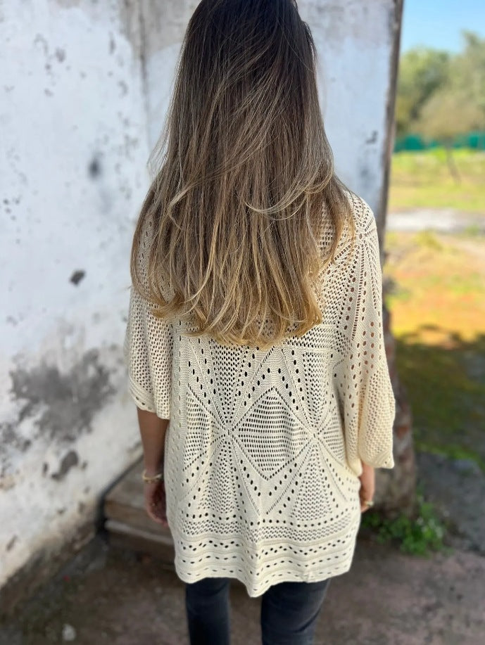 Rachele Foti™ Maglione con motivo a fori e maniche semi-lunghe