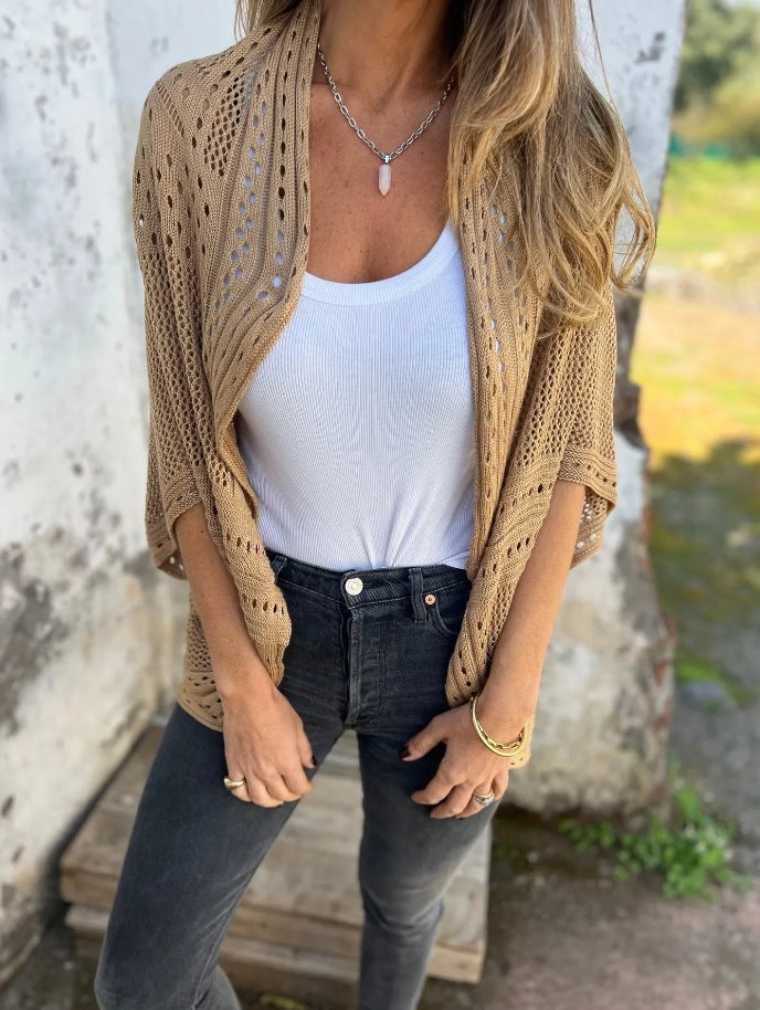 Rachele Foti™ Maglione con motivo a fori e maniche semi-lunghe