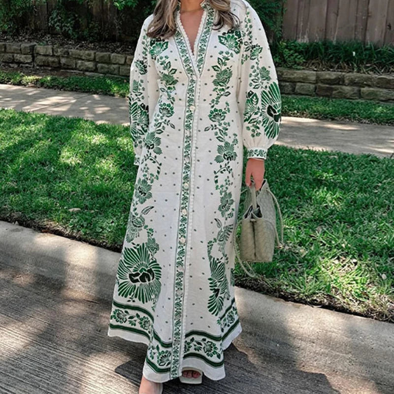 Flora Recine™ Abito donna boho con scollo a V