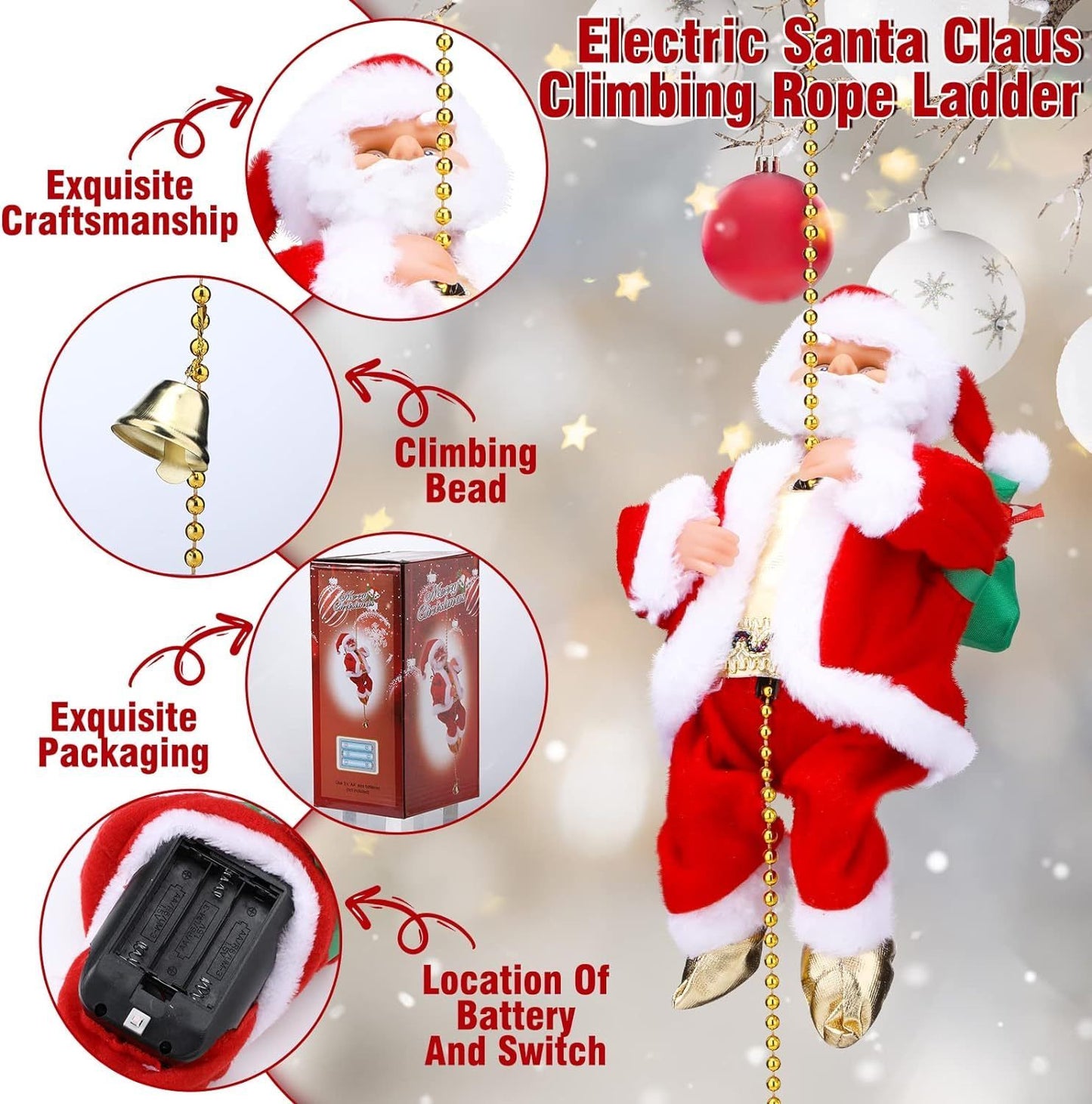 SantaRope™ Decorazione per Babbo Natale con arrampicata su corda