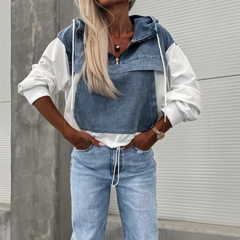 Serafina™ Giacca di jeans con cappuccio e coulisse