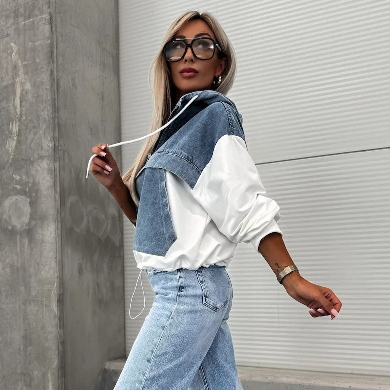 Serafina™ Giacca di jeans con cappuccio e coulisse
