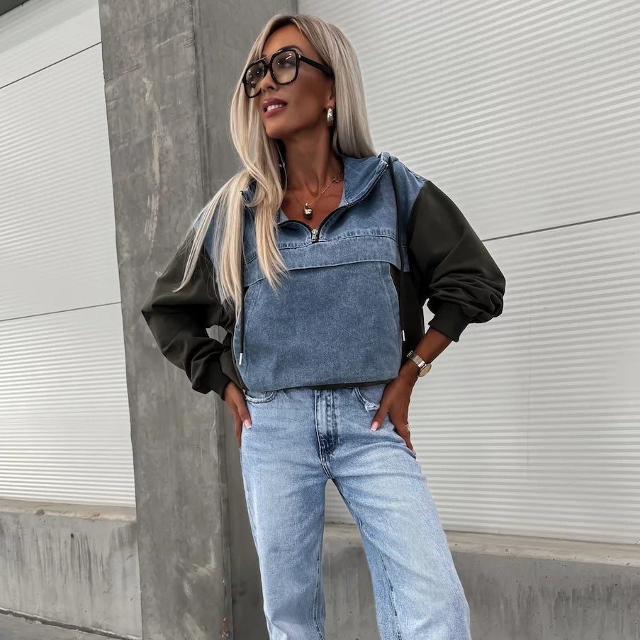 Serafina™ Giacca di jeans con cappuccio e coulisse