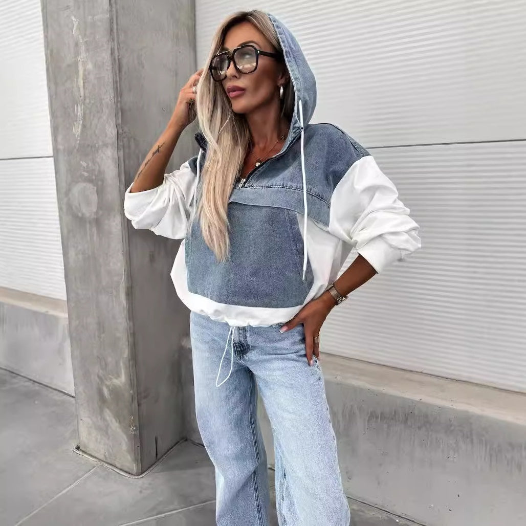 Serafina™ Giacca di jeans con cappuccio e coulisse