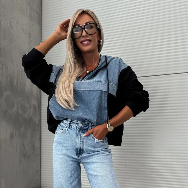 Serafina™ Giacca di jeans con cappuccio e coulisse