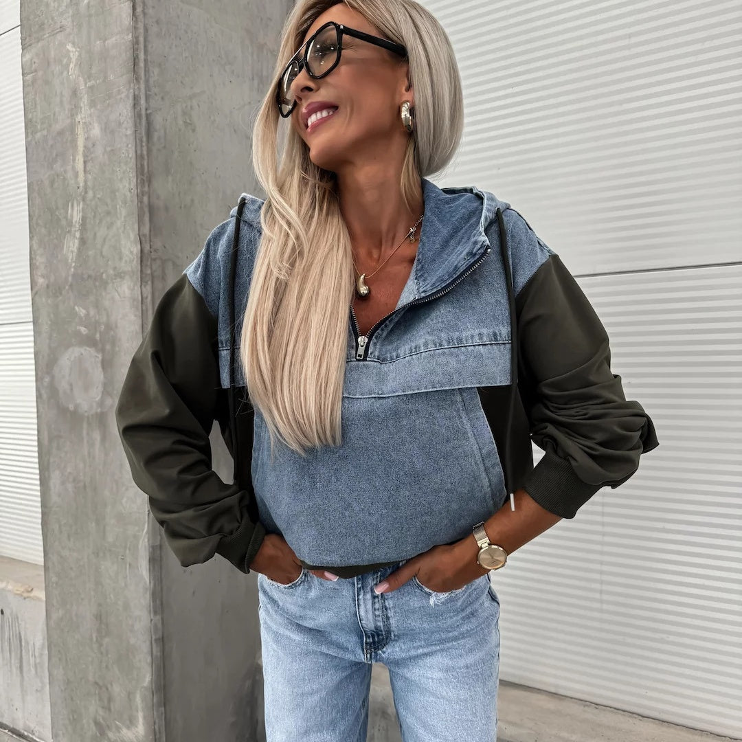 Serafina™ Giacca di jeans con cappuccio e coulisse