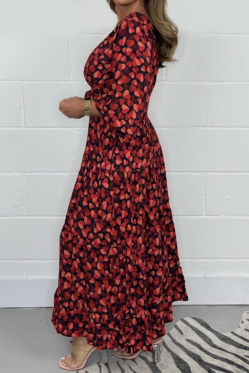 Unna Saggese™ Abito midi con scollo a cuore