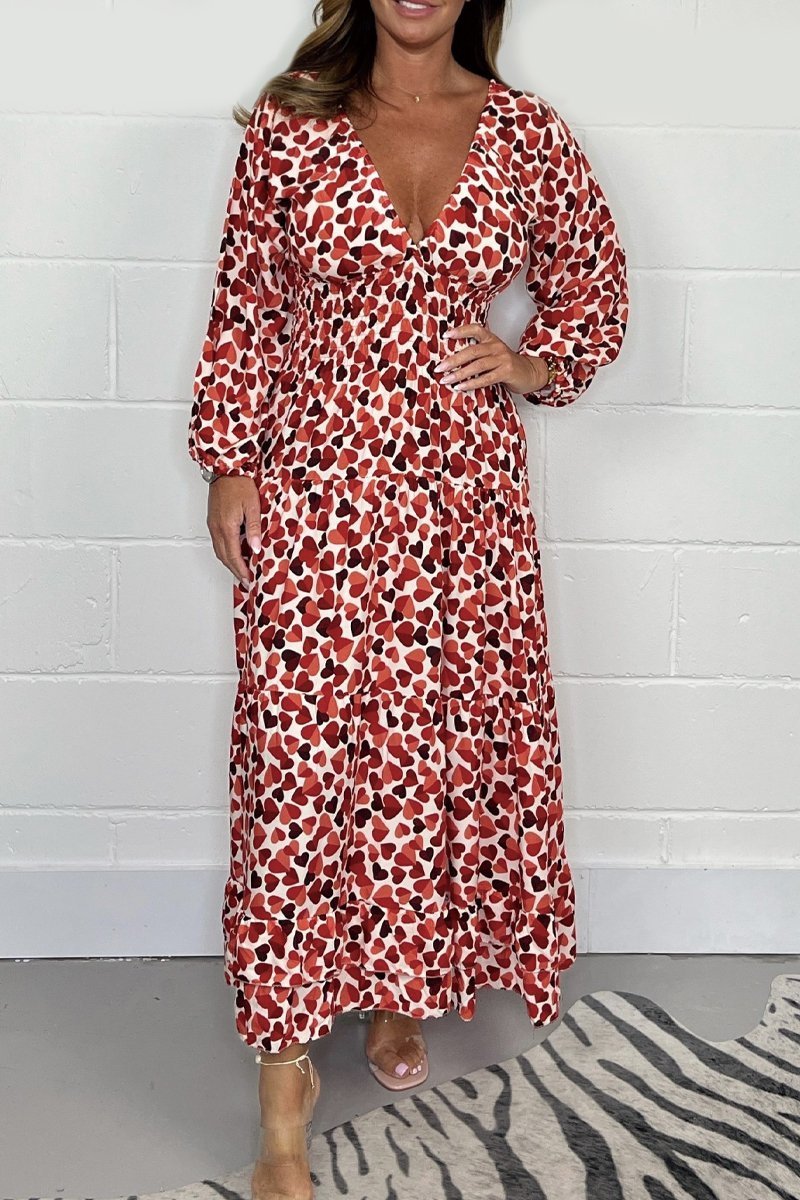 Unna Saggese™ Abito midi con scollo a cuore