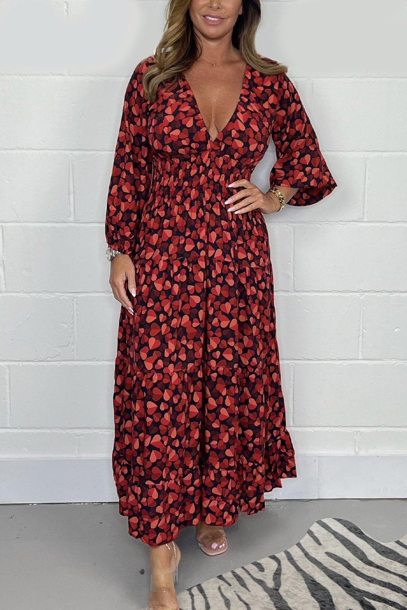 Unna Saggese™ Abito midi con scollo a cuore